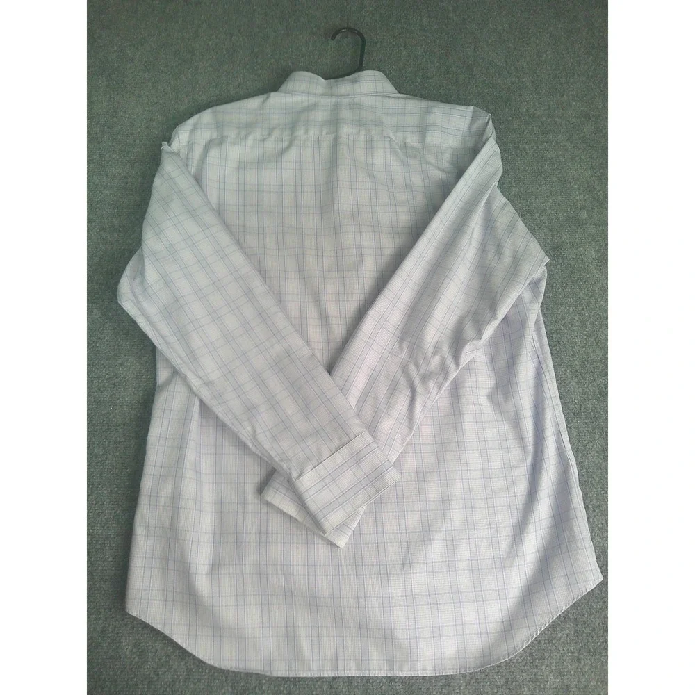 Banana Republic Men's Non-Iron Slim Fit Plaid Dress Shirt Purple White Large